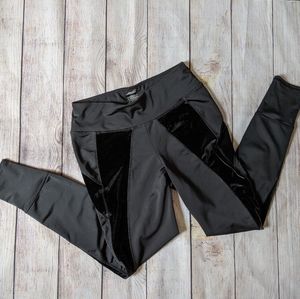 $7 Black leggings with velvet panel